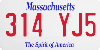 MA license plate 314YJ5