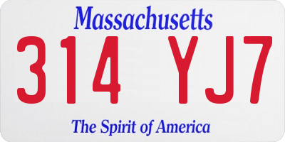 MA license plate 314YJ7