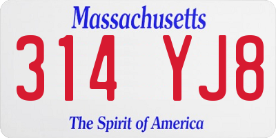 MA license plate 314YJ8