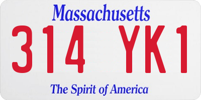 MA license plate 314YK1