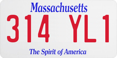 MA license plate 314YL1
