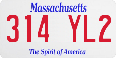 MA license plate 314YL2