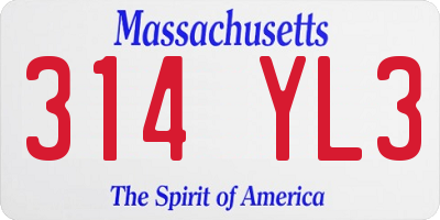 MA license plate 314YL3