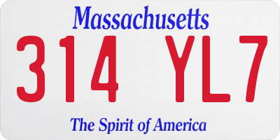 MA license plate 314YL7