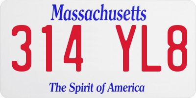 MA license plate 314YL8