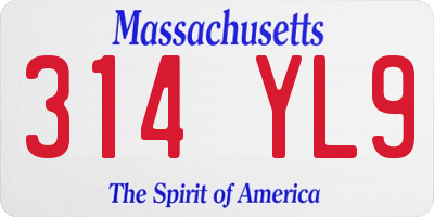MA license plate 314YL9