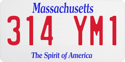 MA license plate 314YM1