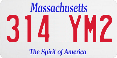 MA license plate 314YM2