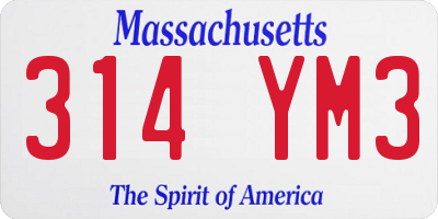 MA license plate 314YM3