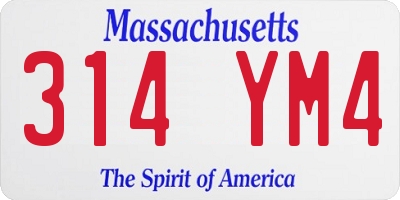 MA license plate 314YM4