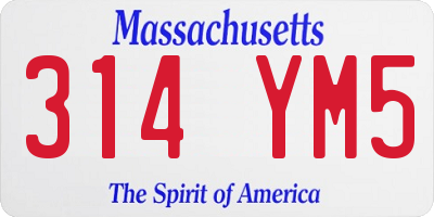 MA license plate 314YM5