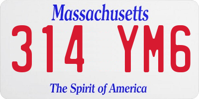 MA license plate 314YM6