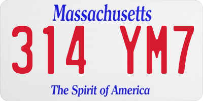MA license plate 314YM7