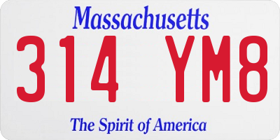 MA license plate 314YM8