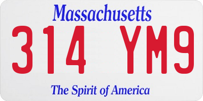 MA license plate 314YM9