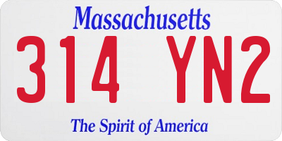 MA license plate 314YN2