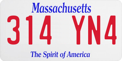 MA license plate 314YN4