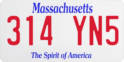 MA license plate 314YN5