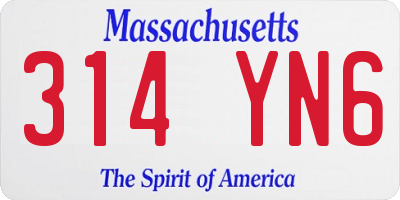 MA license plate 314YN6