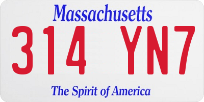 MA license plate 314YN7