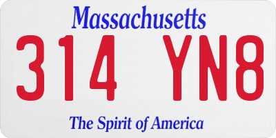 MA license plate 314YN8