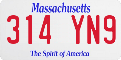 MA license plate 314YN9
