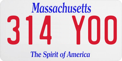 MA license plate 314YO0