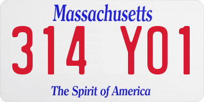 MA license plate 314YO1