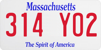 MA license plate 314YO2