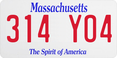 MA license plate 314YO4