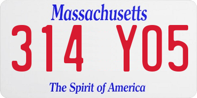 MA license plate 314YO5
