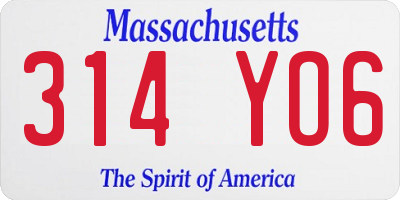 MA license plate 314YO6