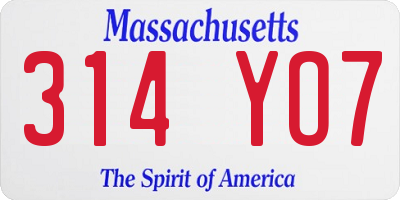 MA license plate 314YO7
