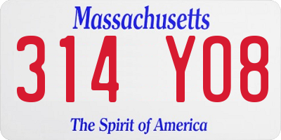 MA license plate 314YO8