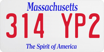 MA license plate 314YP2