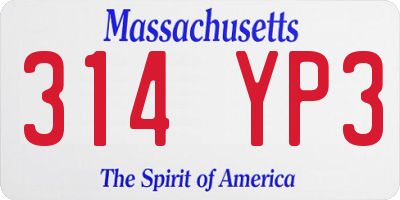 MA license plate 314YP3
