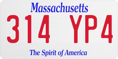 MA license plate 314YP4