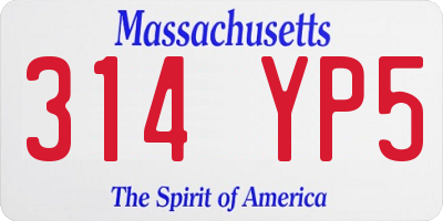 MA license plate 314YP5