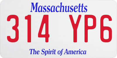 MA license plate 314YP6