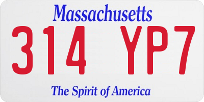MA license plate 314YP7