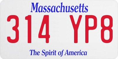 MA license plate 314YP8