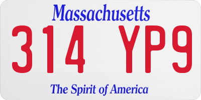 MA license plate 314YP9