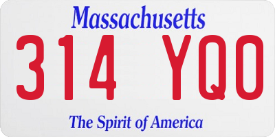 MA license plate 314YQ0