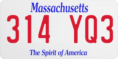 MA license plate 314YQ3