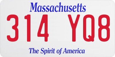 MA license plate 314YQ8