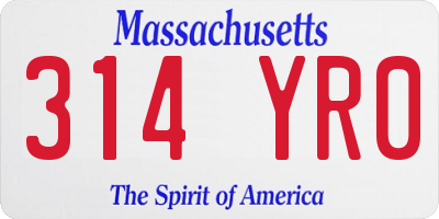 MA license plate 314YR0