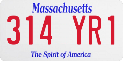 MA license plate 314YR1