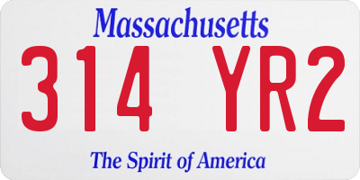 MA license plate 314YR2