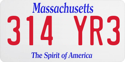 MA license plate 314YR3