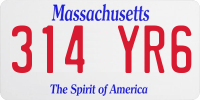 MA license plate 314YR6